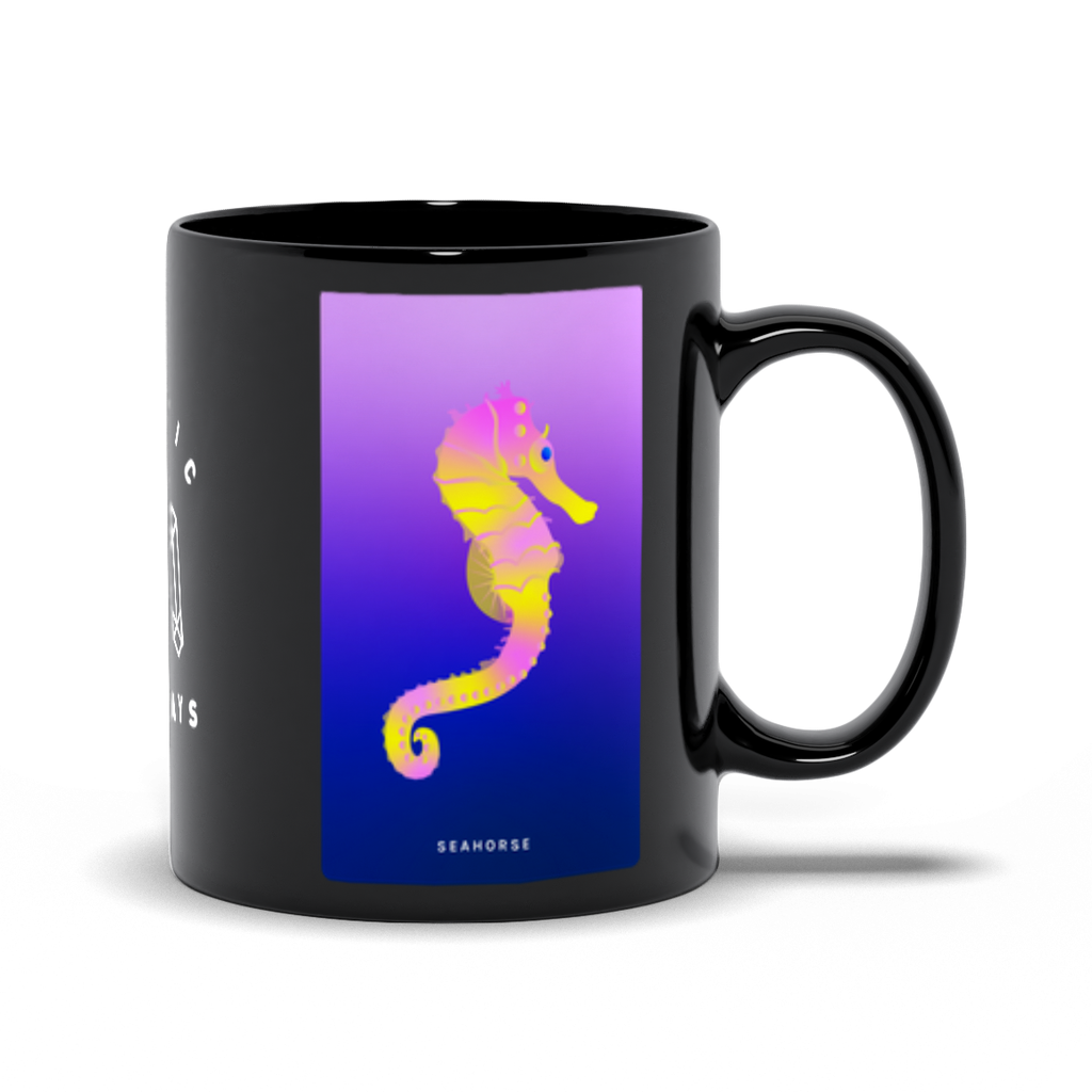 Seahorse Black Mug
