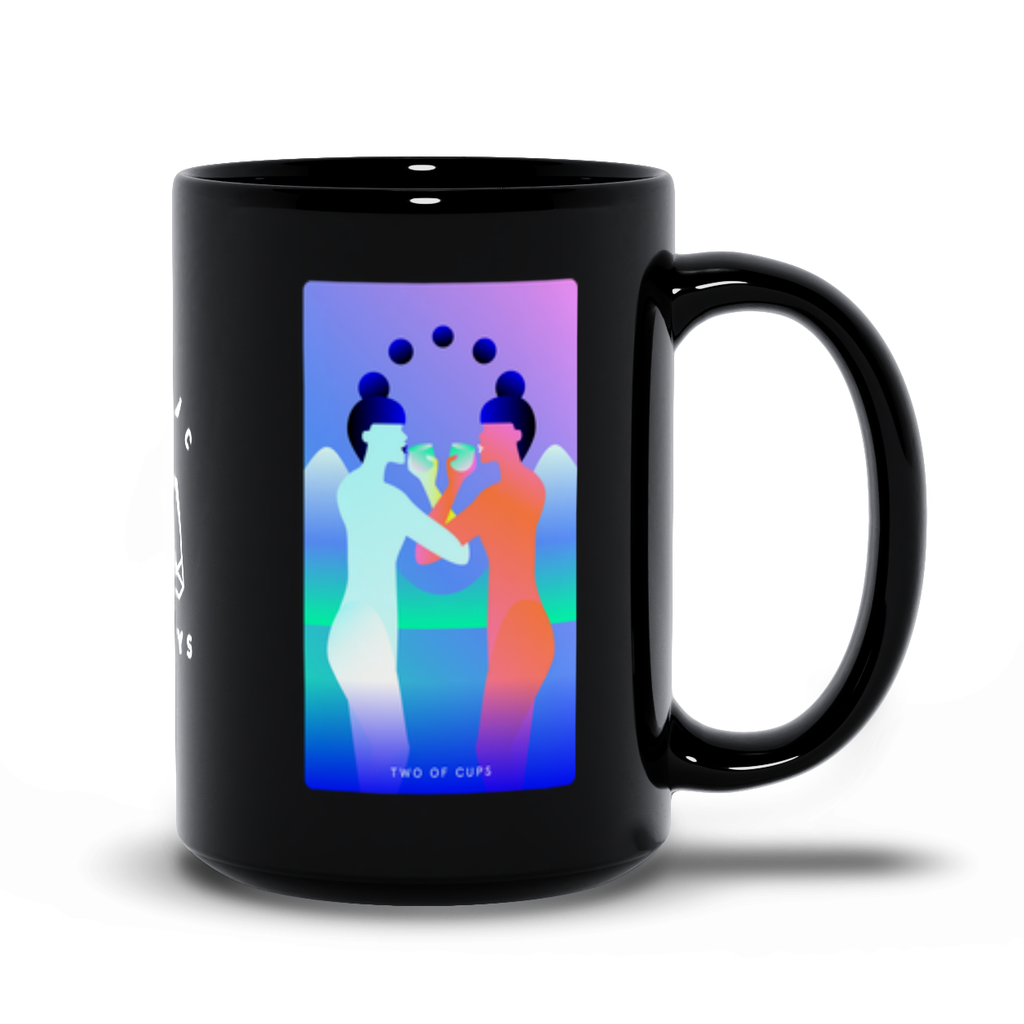 Two of Cups Black Mug