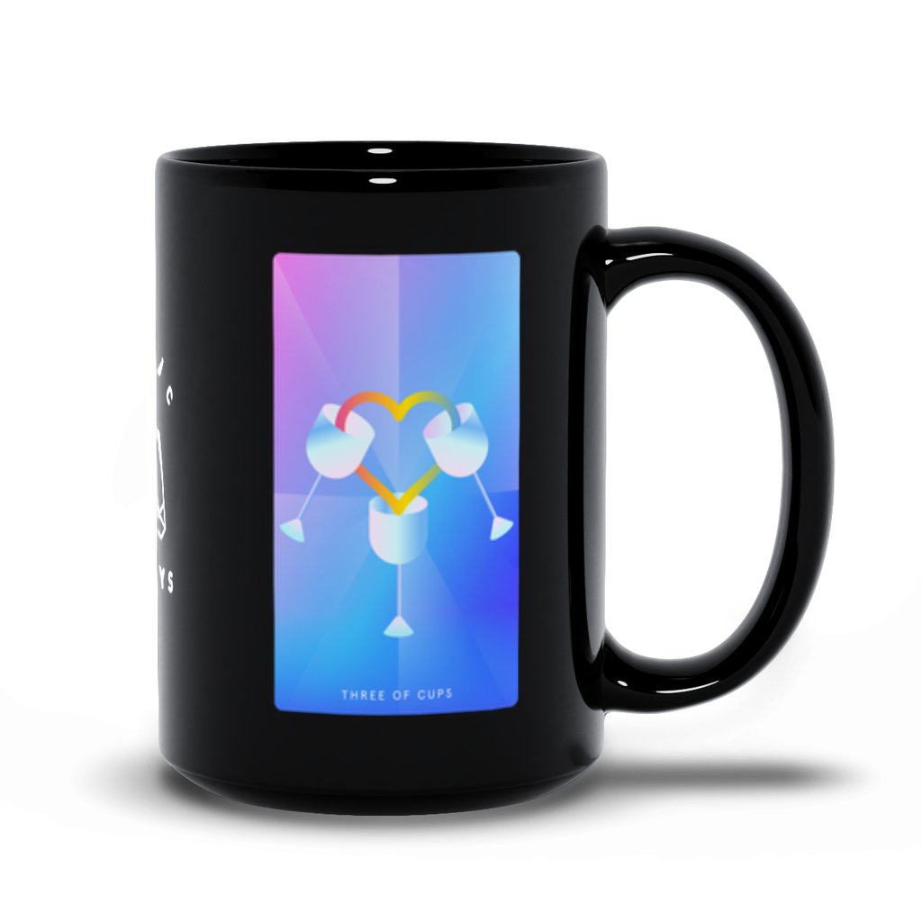 Three of Cups Black Mug