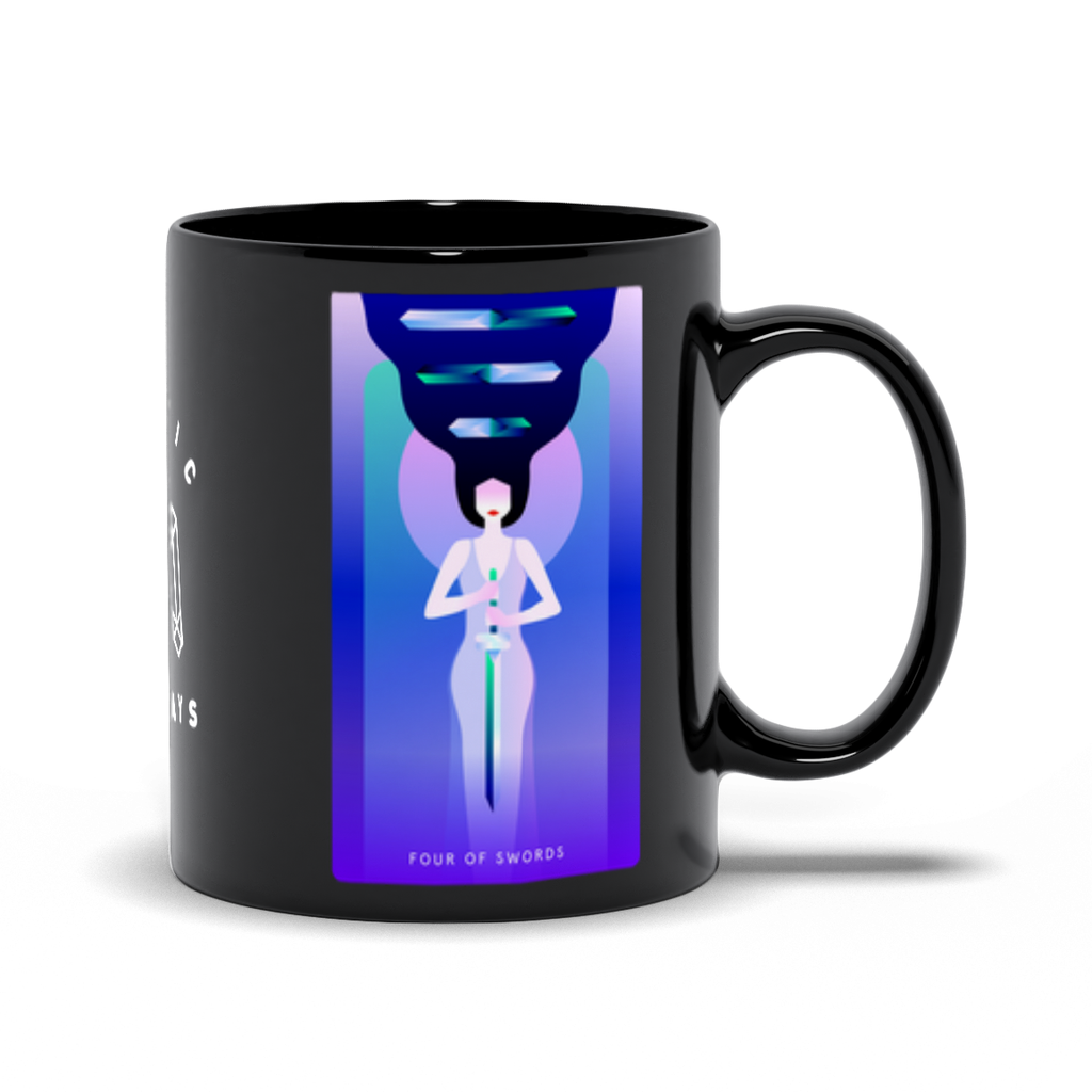 Four of Swords Black Mug