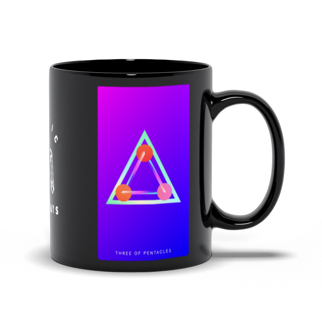 Three of Pentacles Black Mug