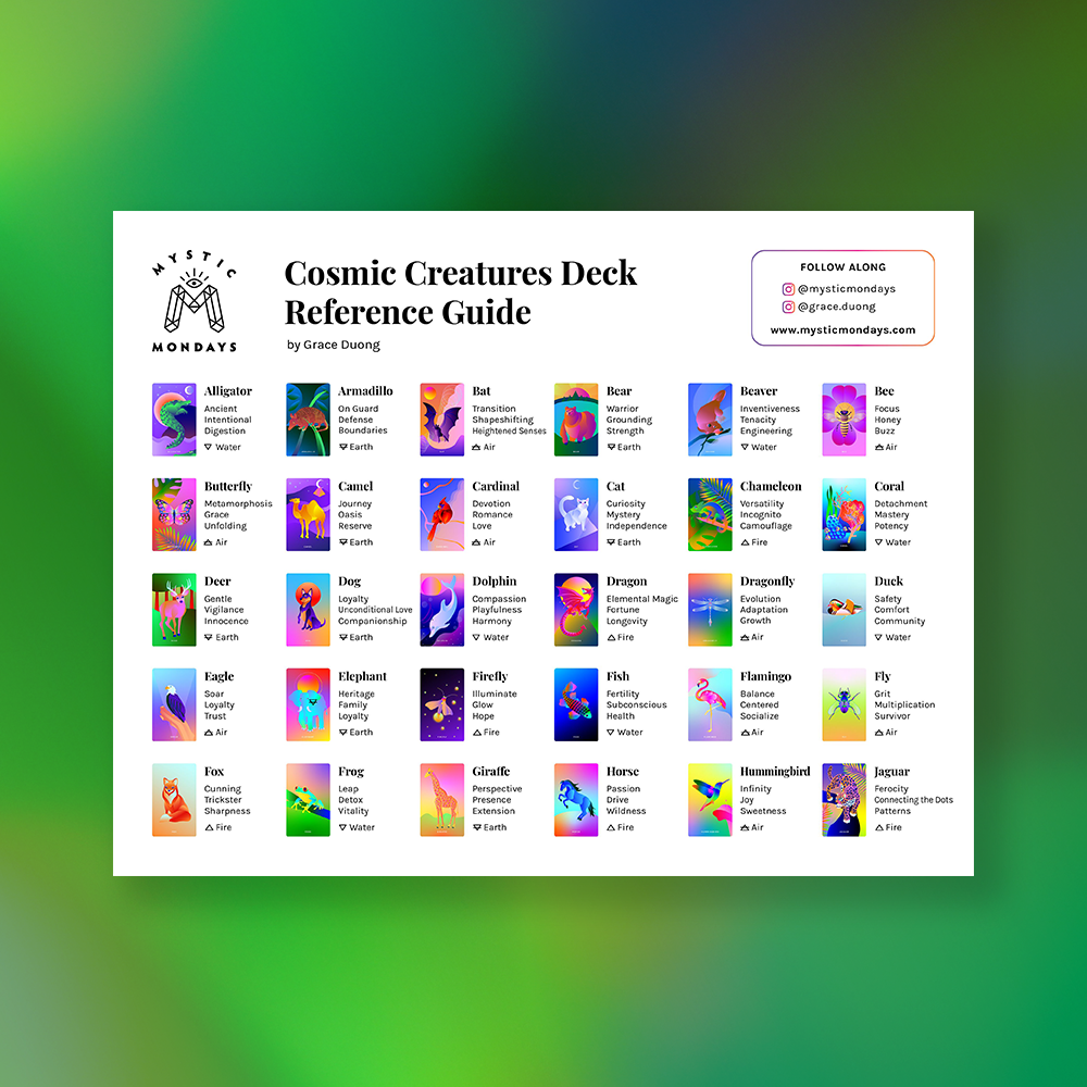 Mystic Mondays Cosmic Creatures Reference Guide