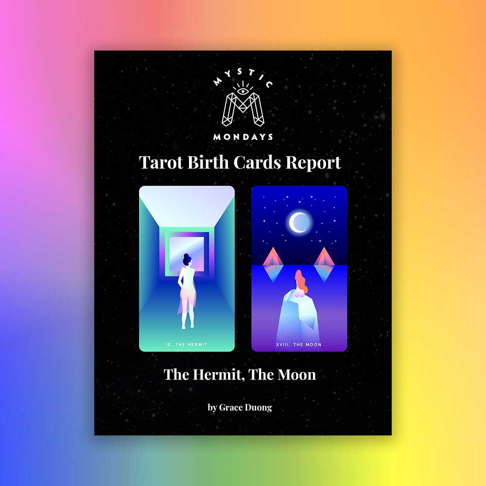 Hermit + Moon Tarot Birth Cards Report