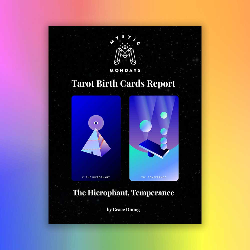 Hierophant + Temperance Tarot Birth Cards Report