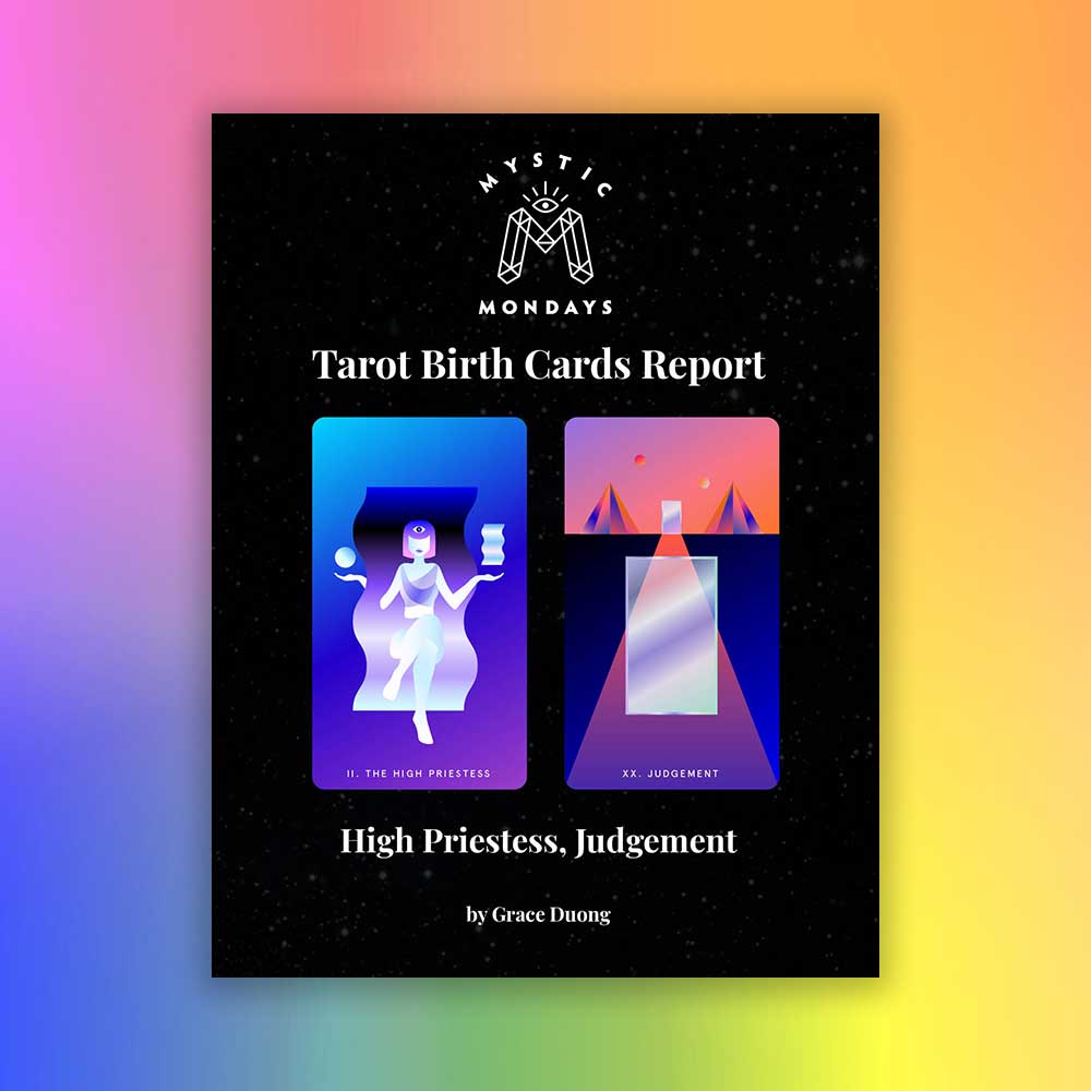 High Priestess + Judgement Tarot Birth Cards Report