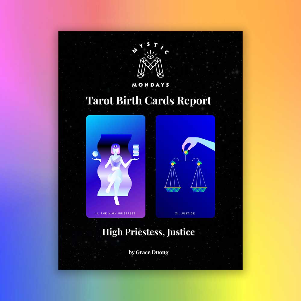 High Priestess + Justice Tarot Birth Cards Report