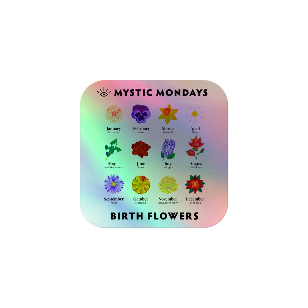 Birth Flower Holo Sticker
