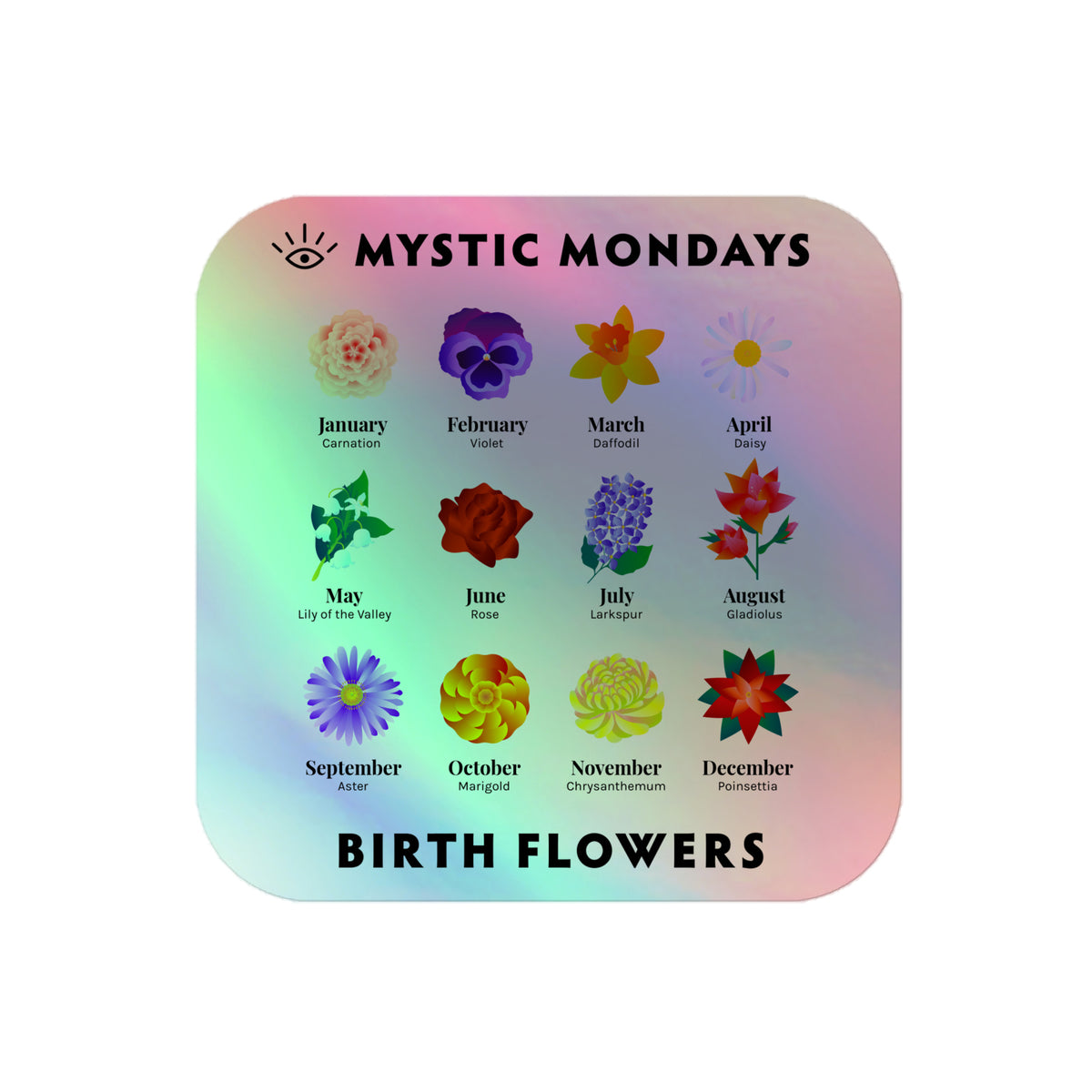 Birth Flower Holo Sticker