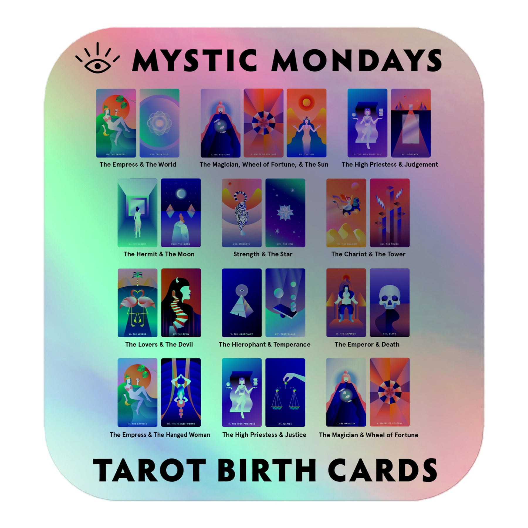 Tarot Birth Cards Holo Sticker