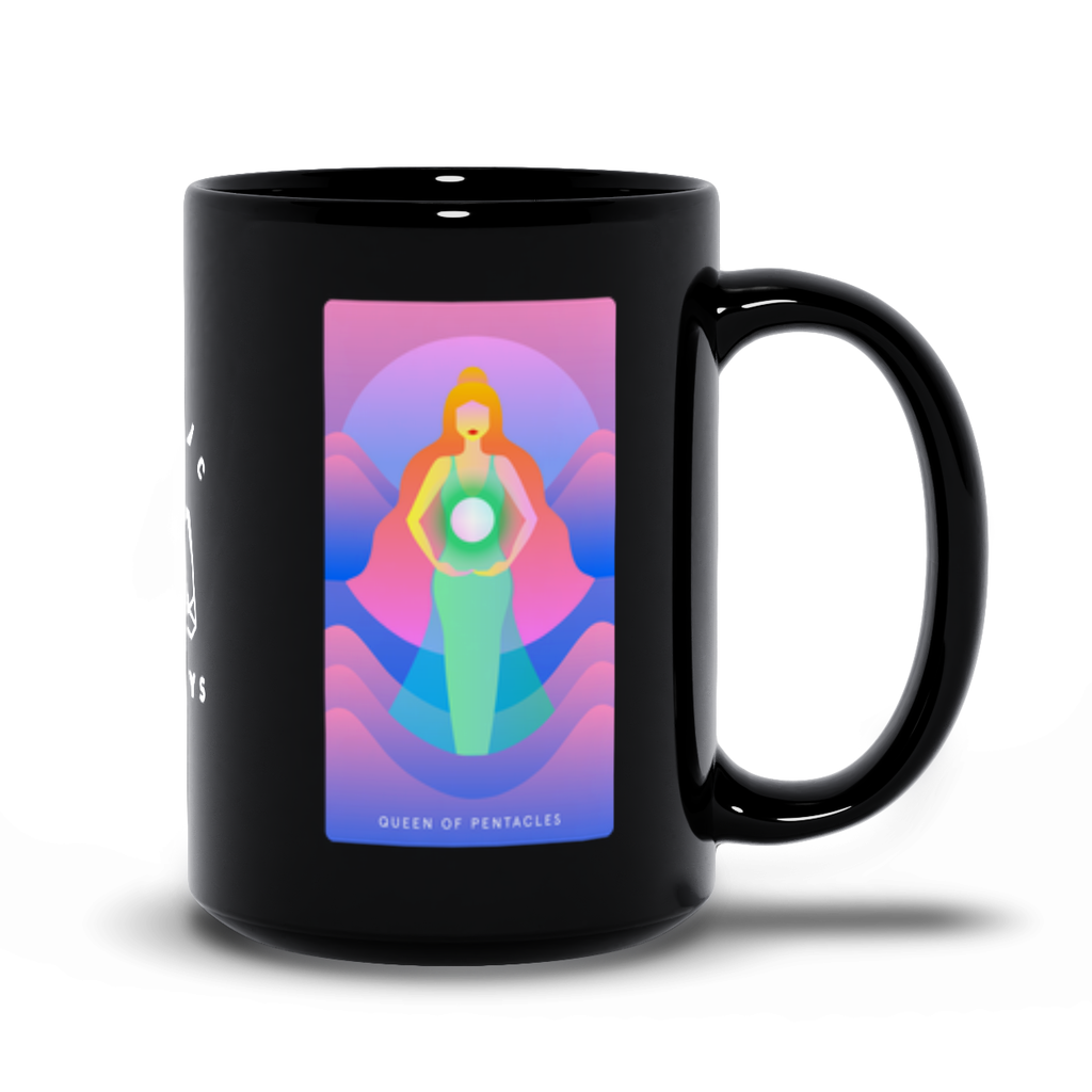 Queen of Pentacles Black Mug