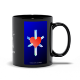 Three of Swords Black Mug