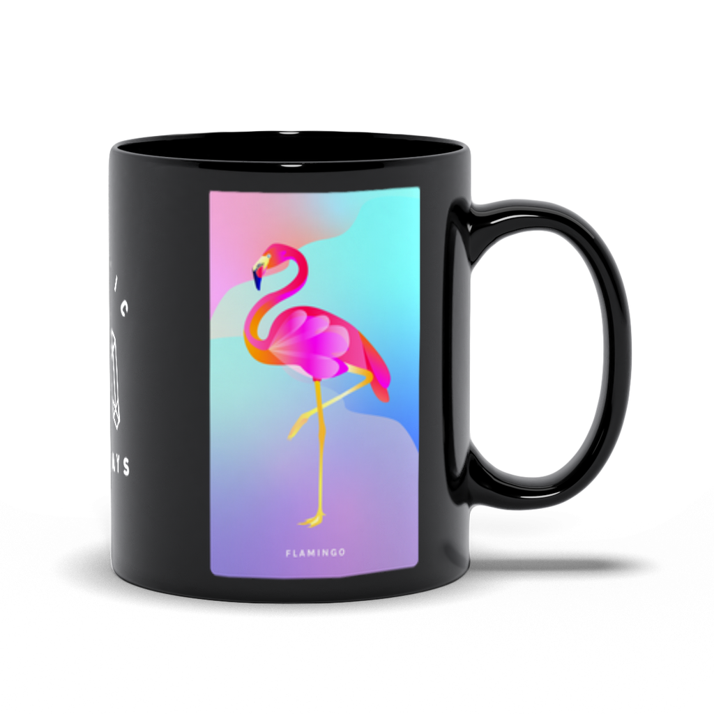 Flamingo Black Mug