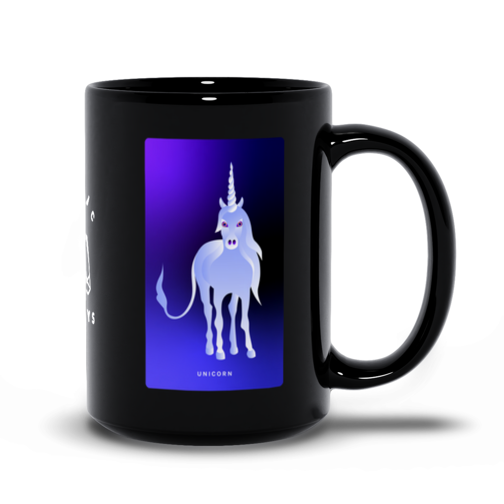 Unicorn Black Mug