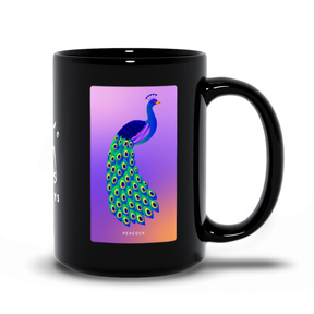 Peacock Black Mug