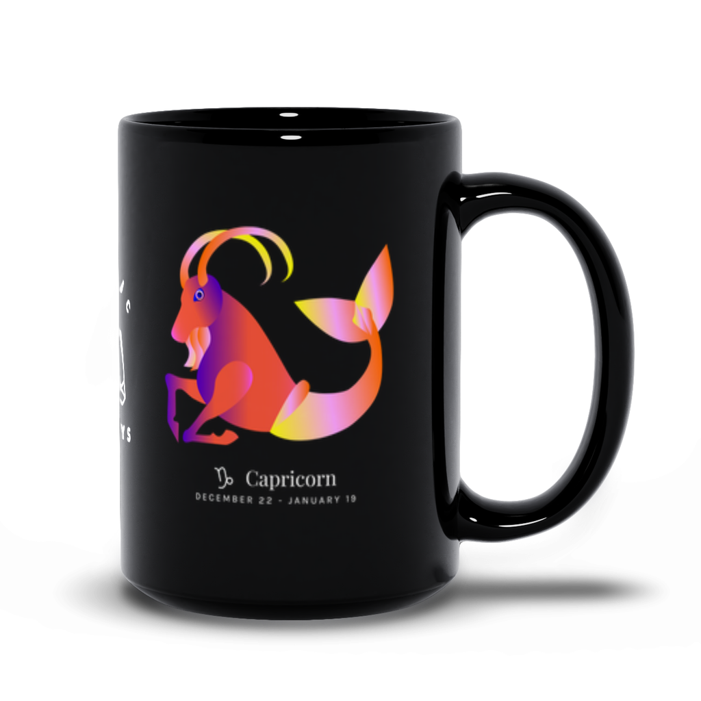 Capricorn Zodiac Black Mug