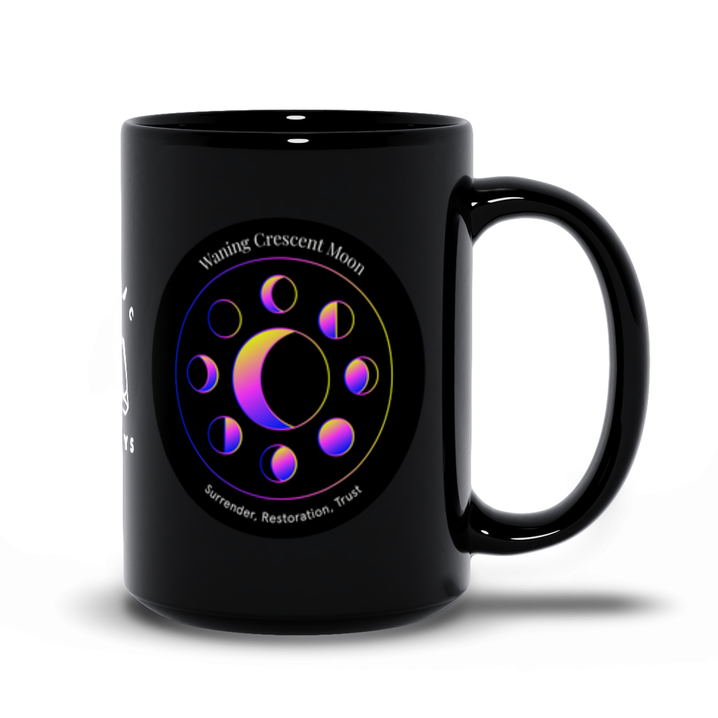 Waning Crescent Moon Black Mug